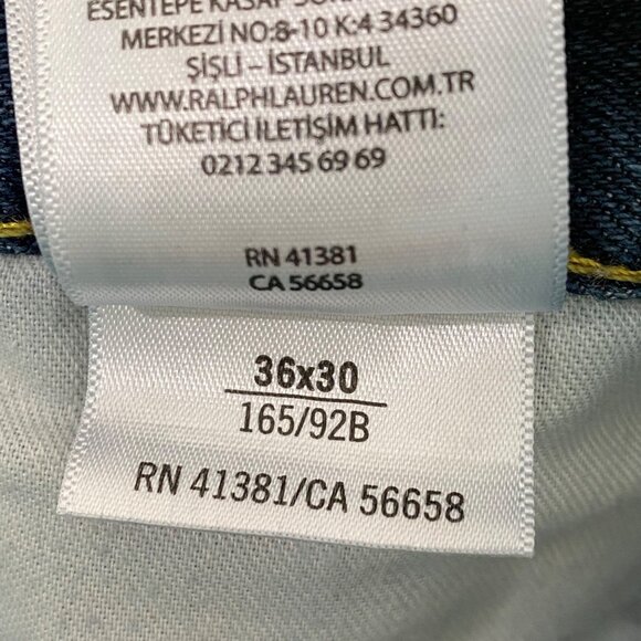 Polo Ralph Lauren Varick Slim Straight Mens Jeans 36 x 30 Blue - Picture 8 of 8